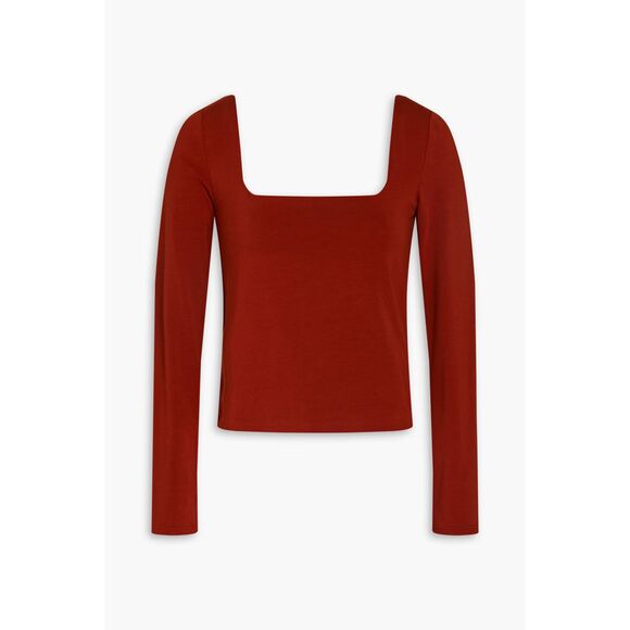 Vince Stretch Pima Cotton Square-Neck Long Sleeve Top | Size M - Picture 1 of 8